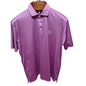 Holderness & Bourne Performance Golf Polo Shirt Pink & Blue Striped Size Large